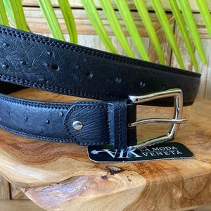 Ostrich LEATHER Belt◾️ Men's Double-stitched QUALITY Ostrich Belt MED Size 36